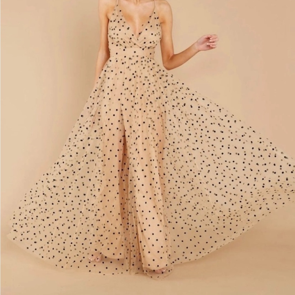 Sparkly Sheer Double Split Polka Dot Gown